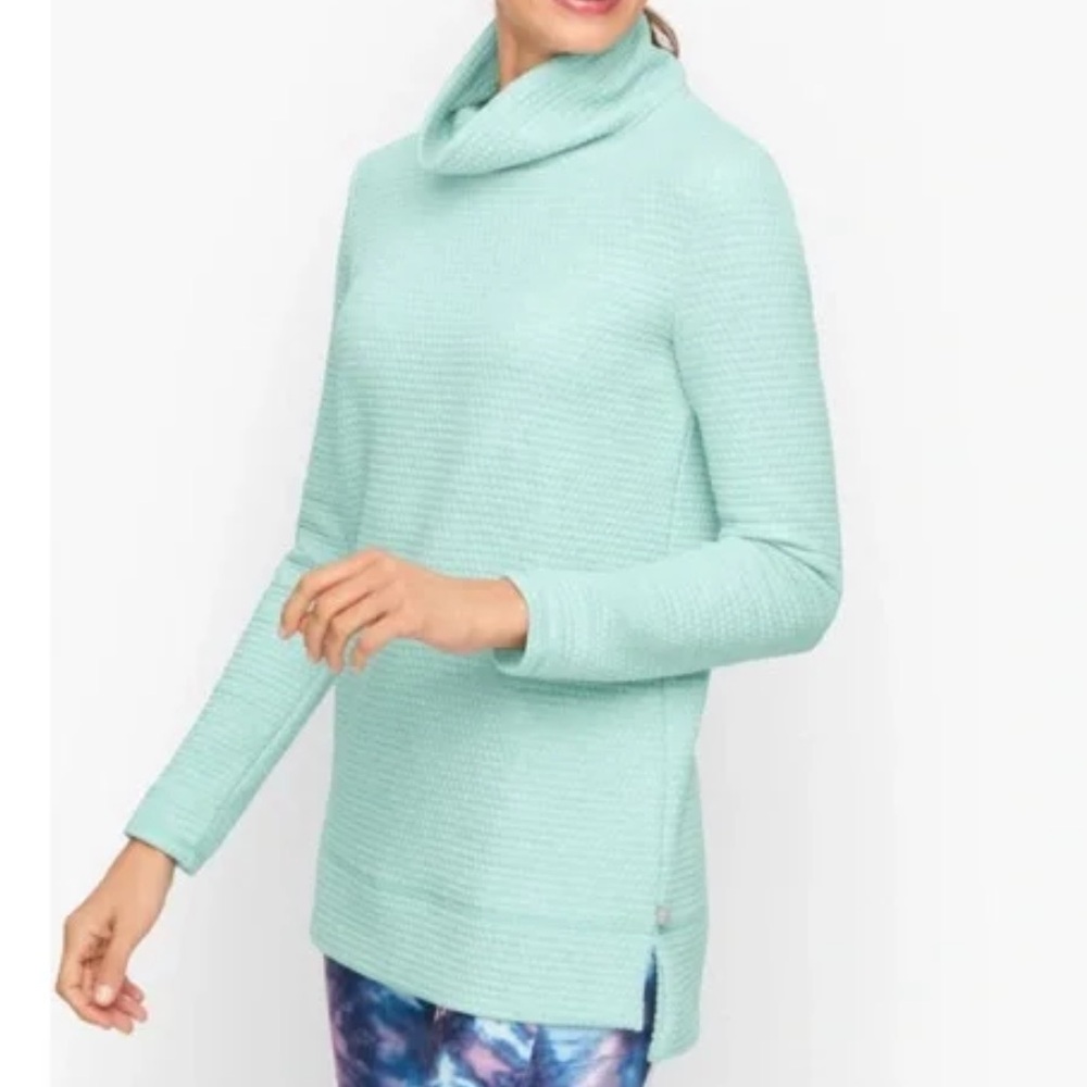 T by Talbots Bubble Jacquard Quilted Mockneck Pullover size L